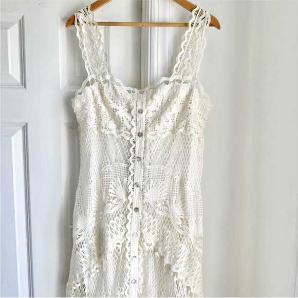 NWT FARM Rio Off White Nautical Guipere Crochet Midi Dress - Picture 8 of 13